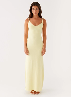 Anastasia Maxi Dress - Yellow Drawstring-Closure Year Rounder
