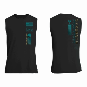 Strength From Ashes Muscle Tank - Black Recycled Material Blend breath easy