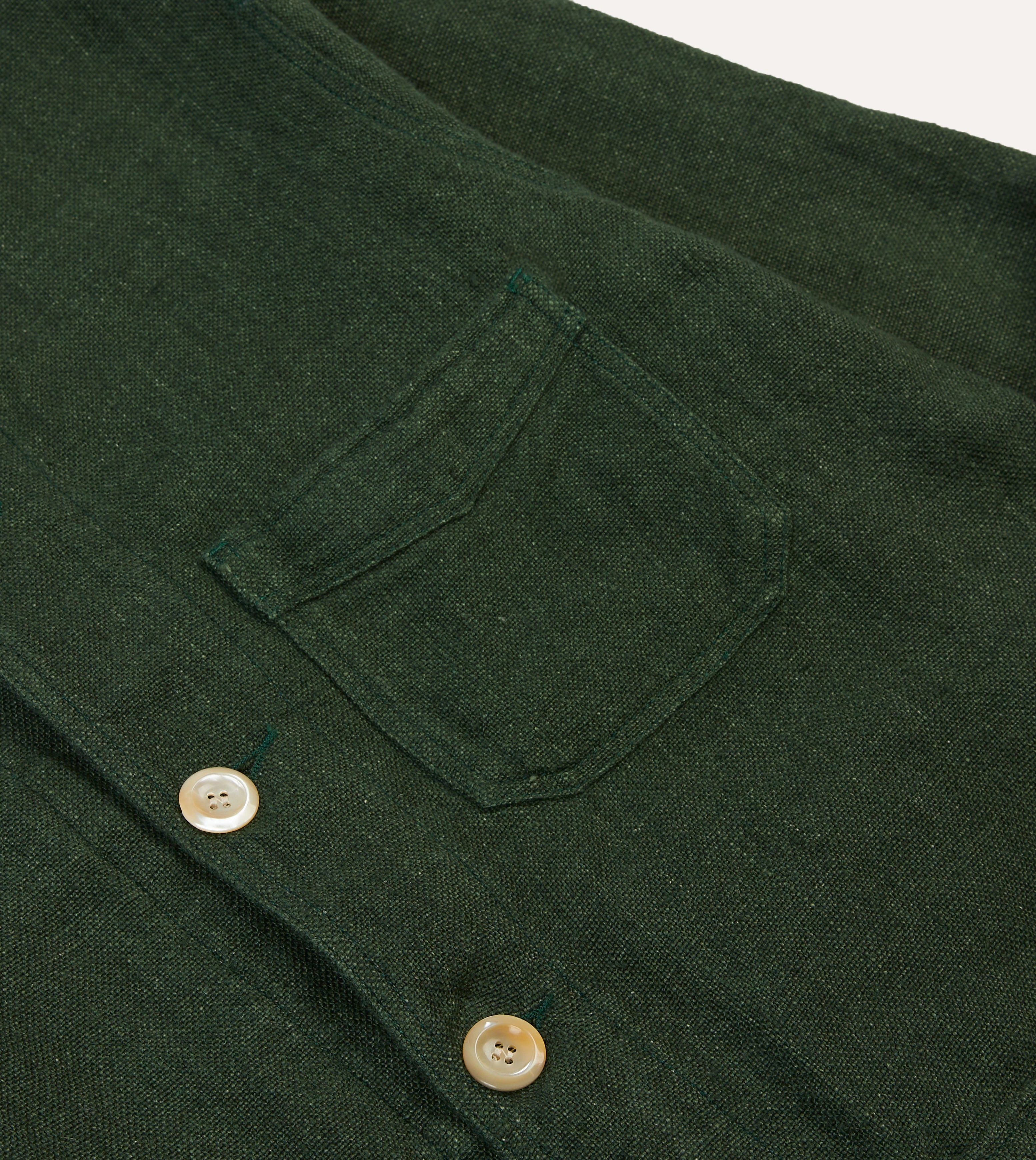 Green Linen Five-Pocket Chore Jacket Light Drape
