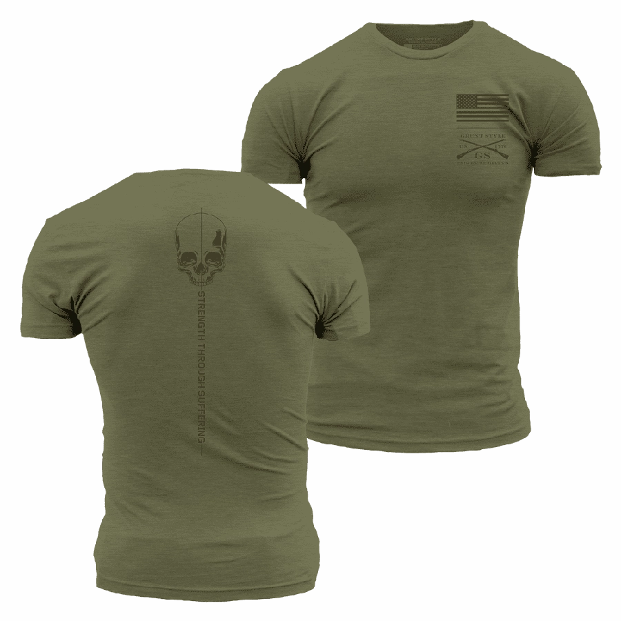 Strength Through Suffering T-Shirt - Military Green Breathable mesh Sporty Design