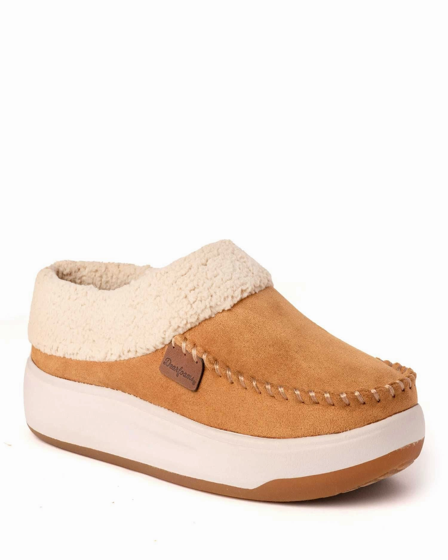 Comfy Beach Walk Dearfoams Women's Maple Moccasin Toe Clog House Shoe Slipper