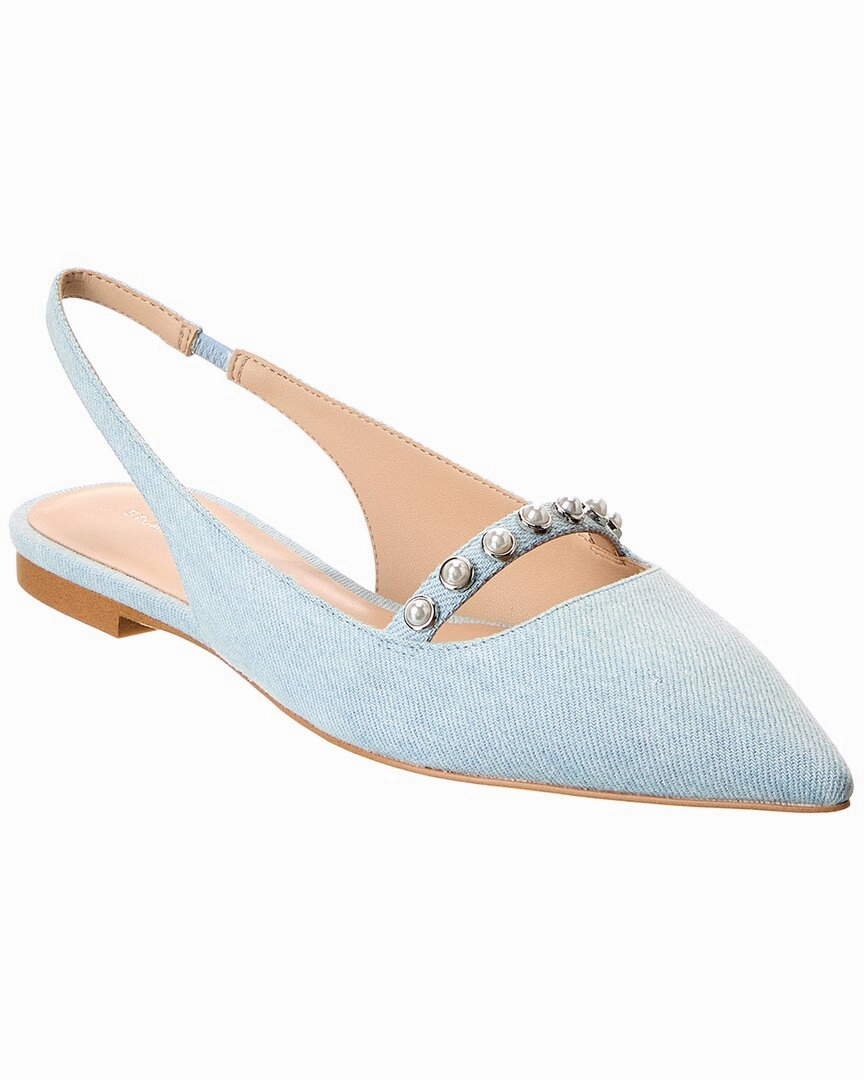 Sustainable Material Comfortable For Road Running Stuart Weitzman Pearl Denim Slingback Flat