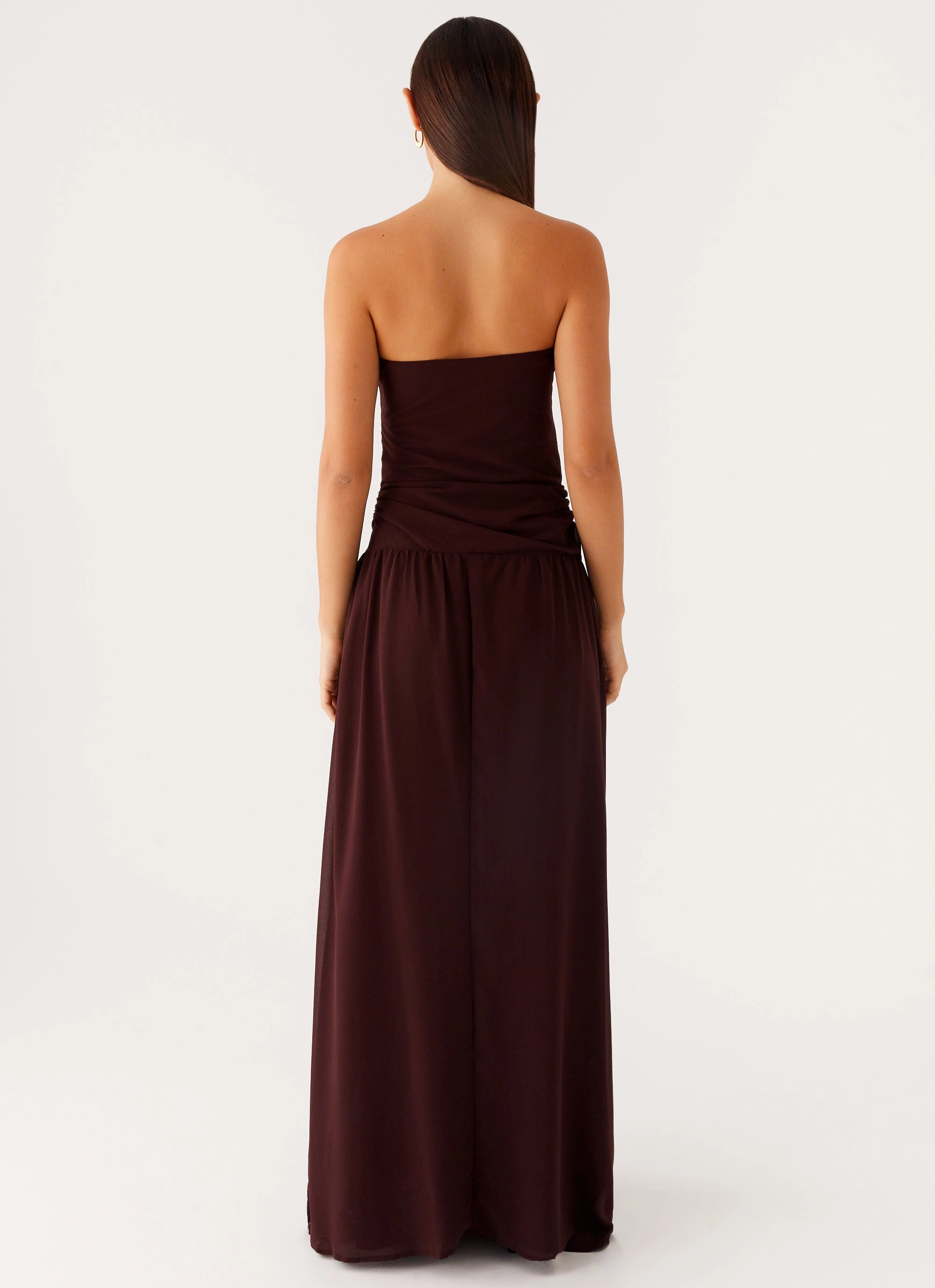 Delicate Lines Cool Elegance Covia Strapless Maxi Dress - Dark Chocolate