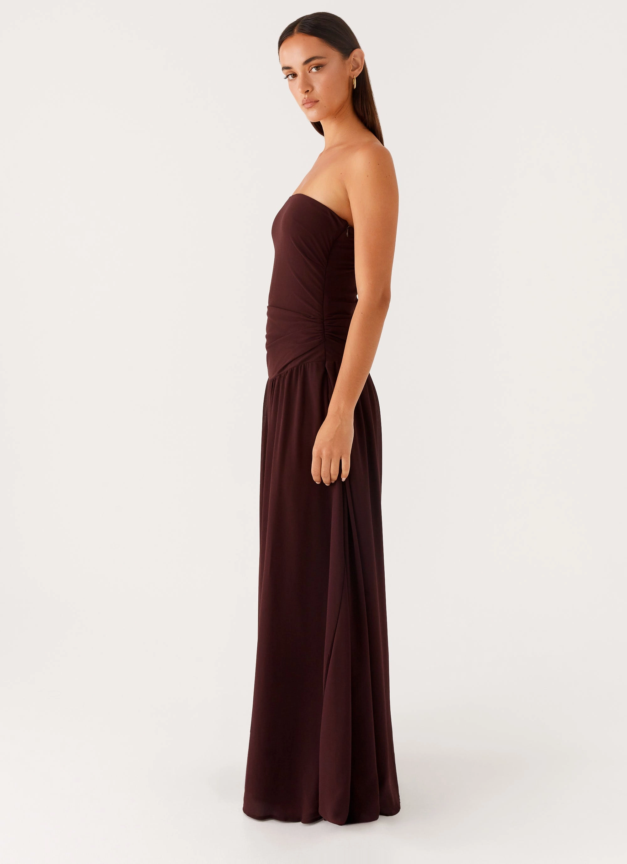 Formal Aura Evening Look Covia Strapless Maxi Dress - Dark Chocolate