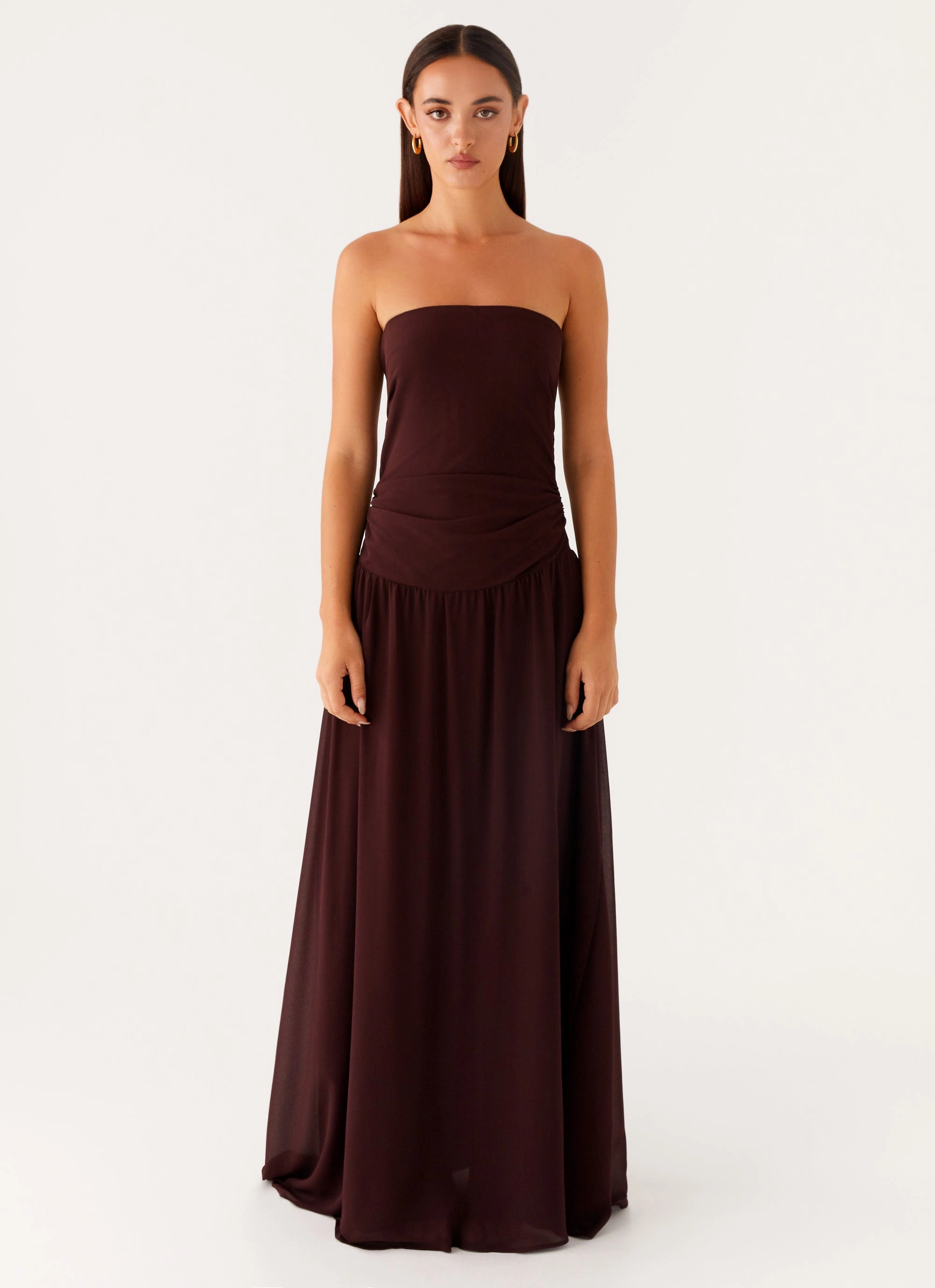 Cotton-Blend Covia Strapless Maxi Dress - Dark Chocolate