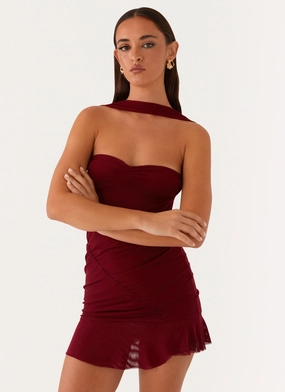 Pari Open Back Mini Dress - Mulberry Muted Tones