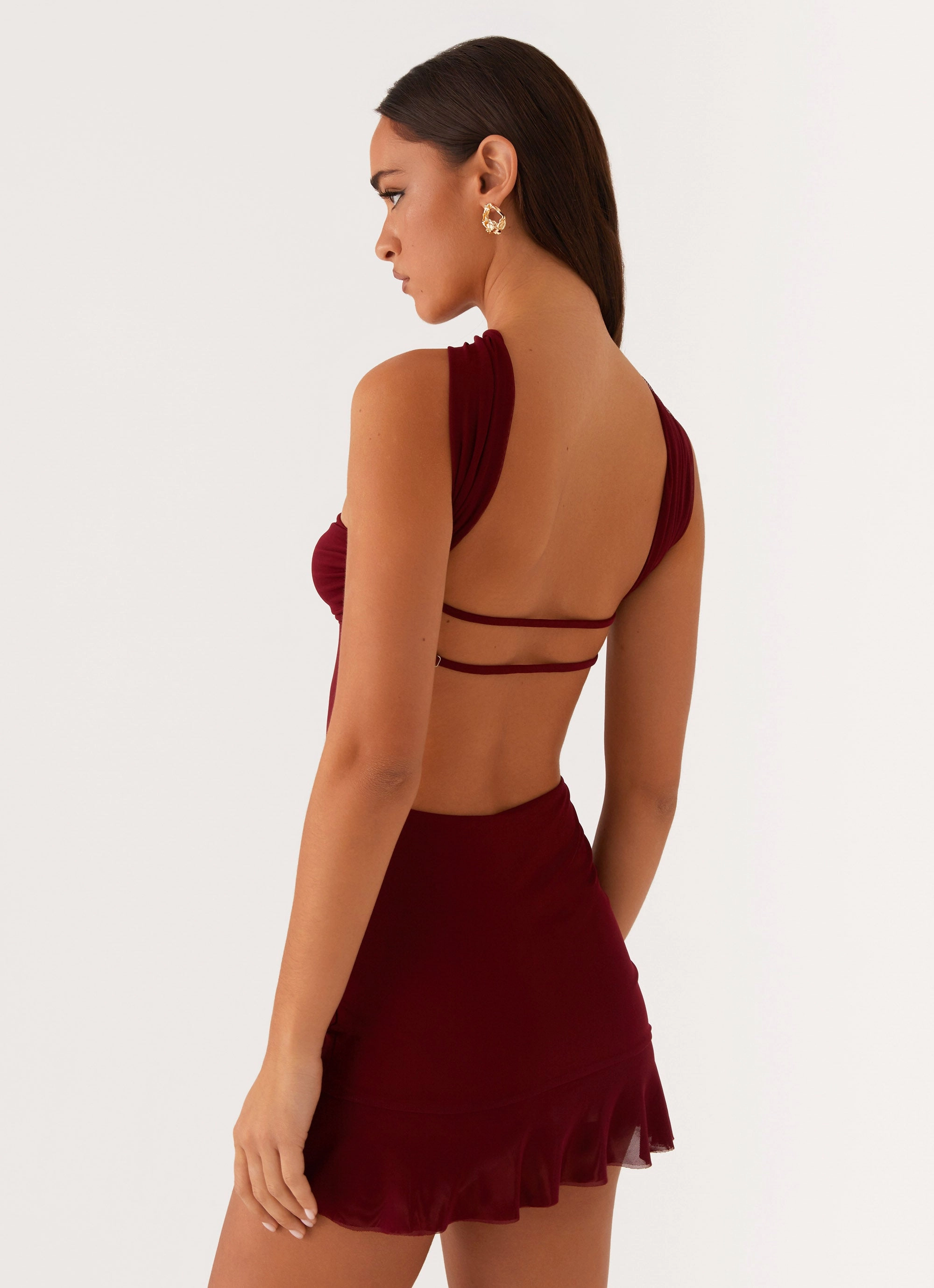 Pari Open Back Mini Dress - Mulberry Stain-Resistant Love Soft