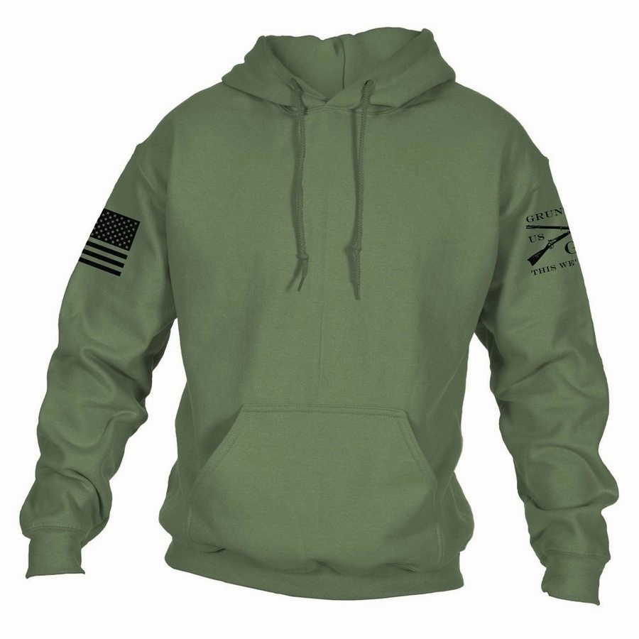 Youthful Appeal V-Neck Basic Hoodie - Military Green