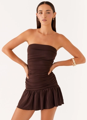 Multi Season Tailored Elegance Eclair Mini Dress - Chocolate