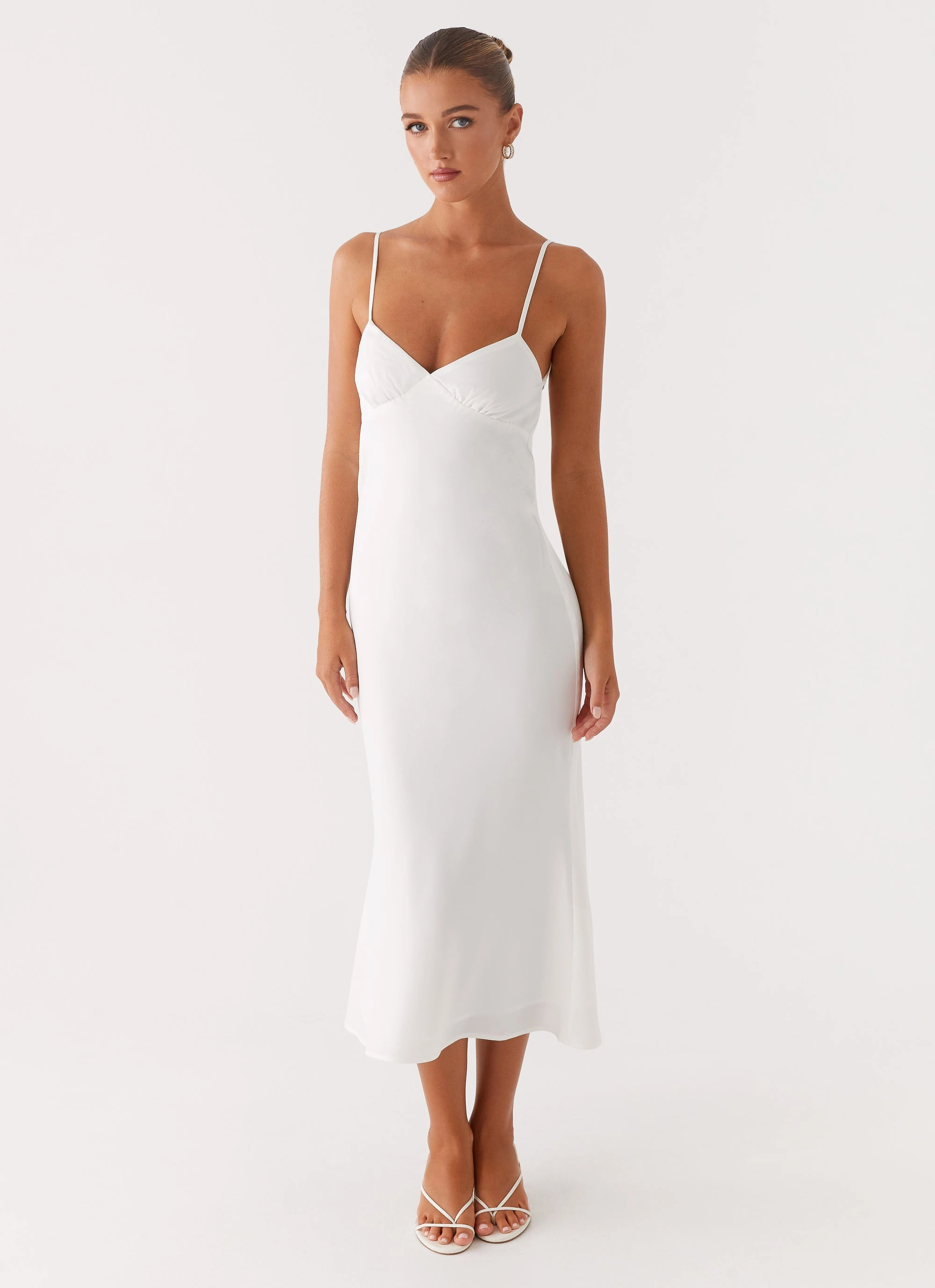 High-Neck Bentley Midi Dress - White