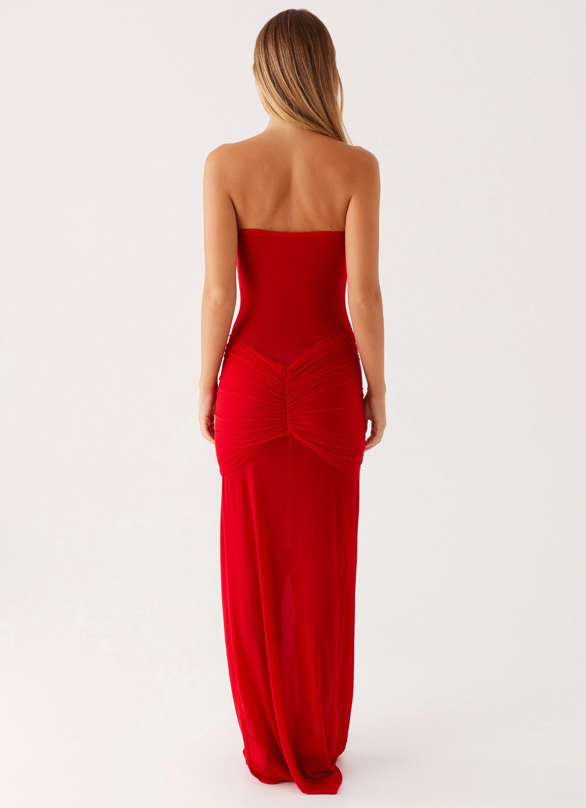 Classic and Chic Ottilie Mesh Maxi Dress - Red