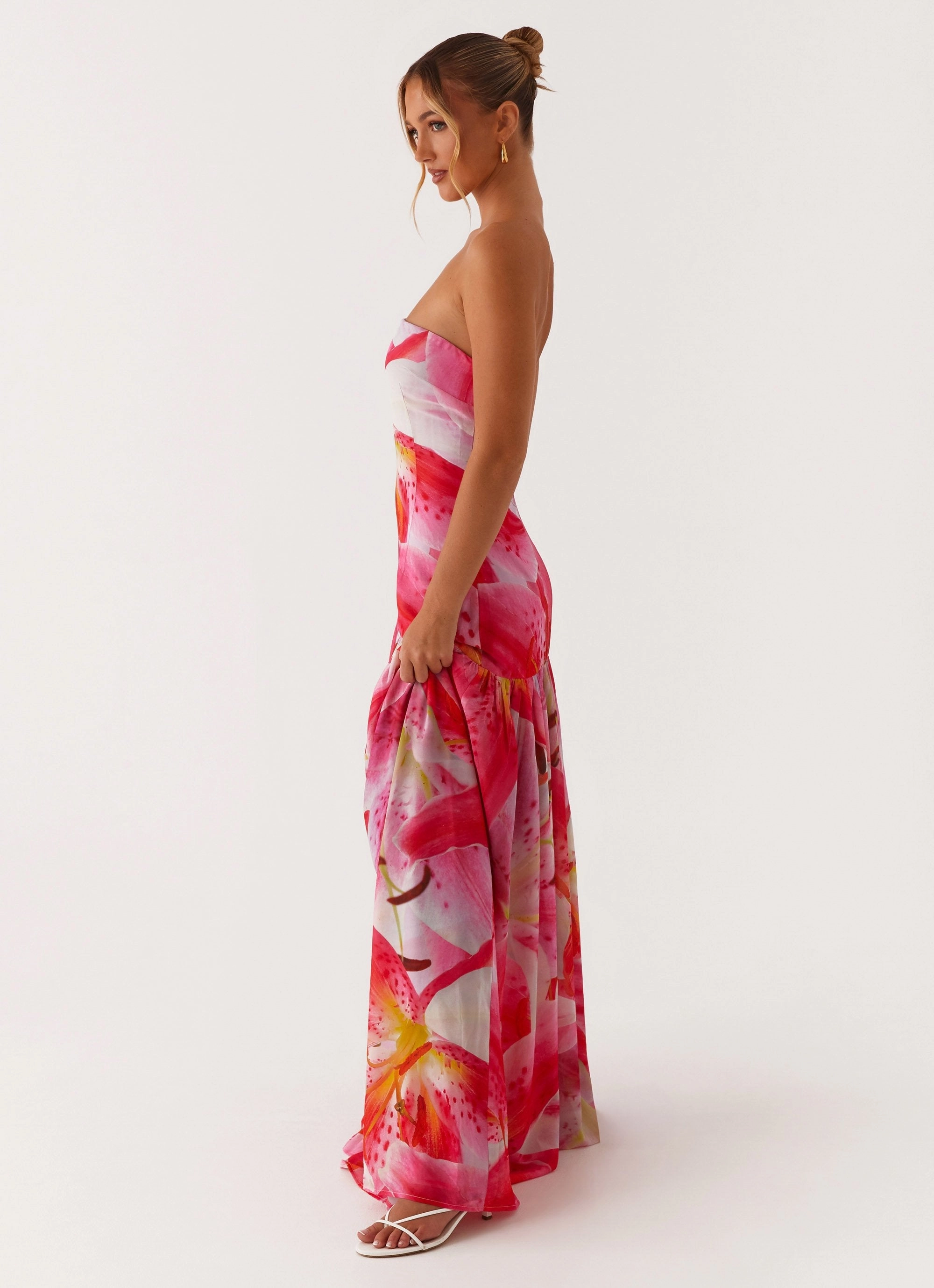 Eden Strapless Maxi Dress - White Pink Lilly Signature-Style
