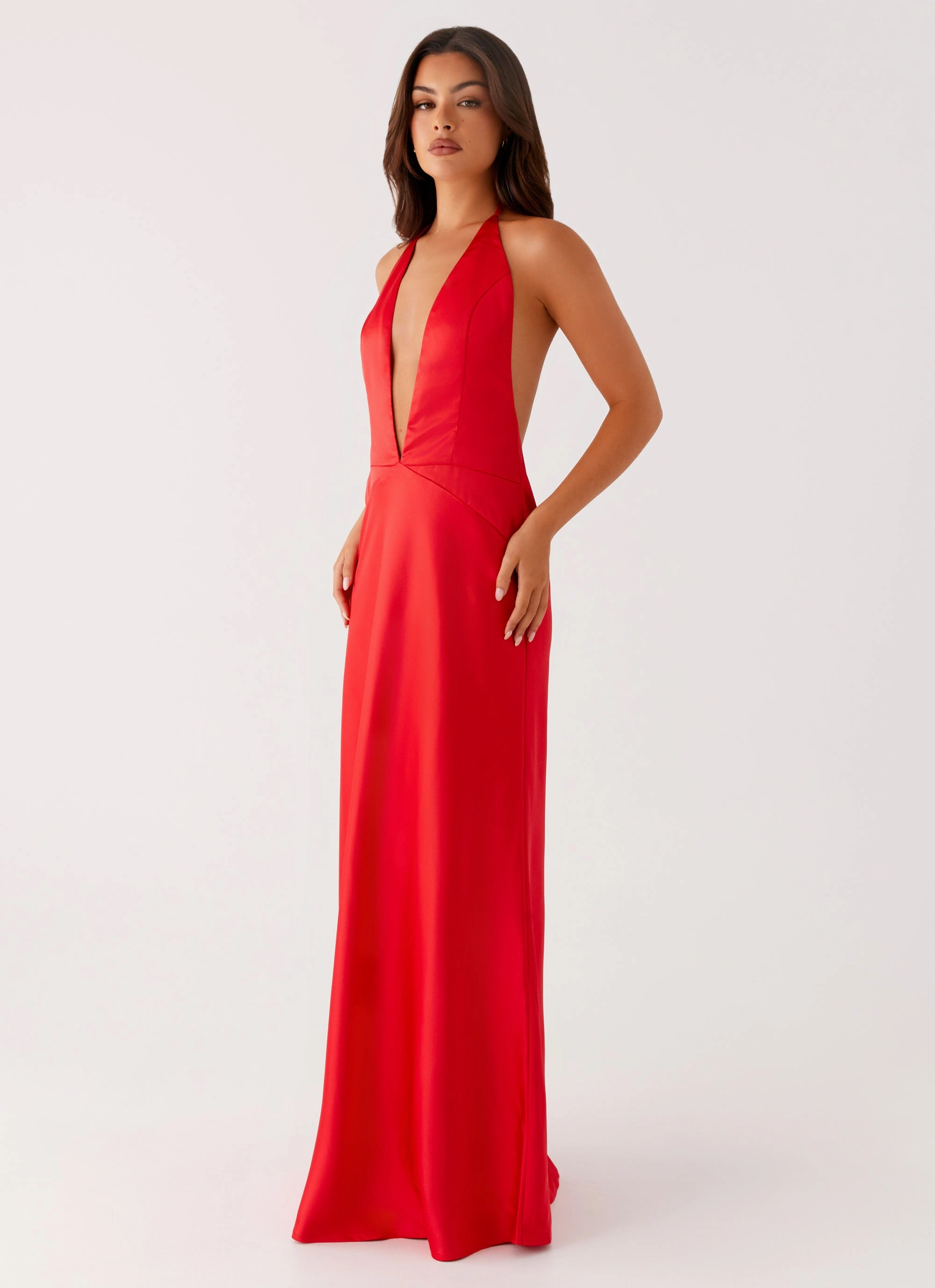 Style Moment Elegant Line Idol Maxi Dress - Red