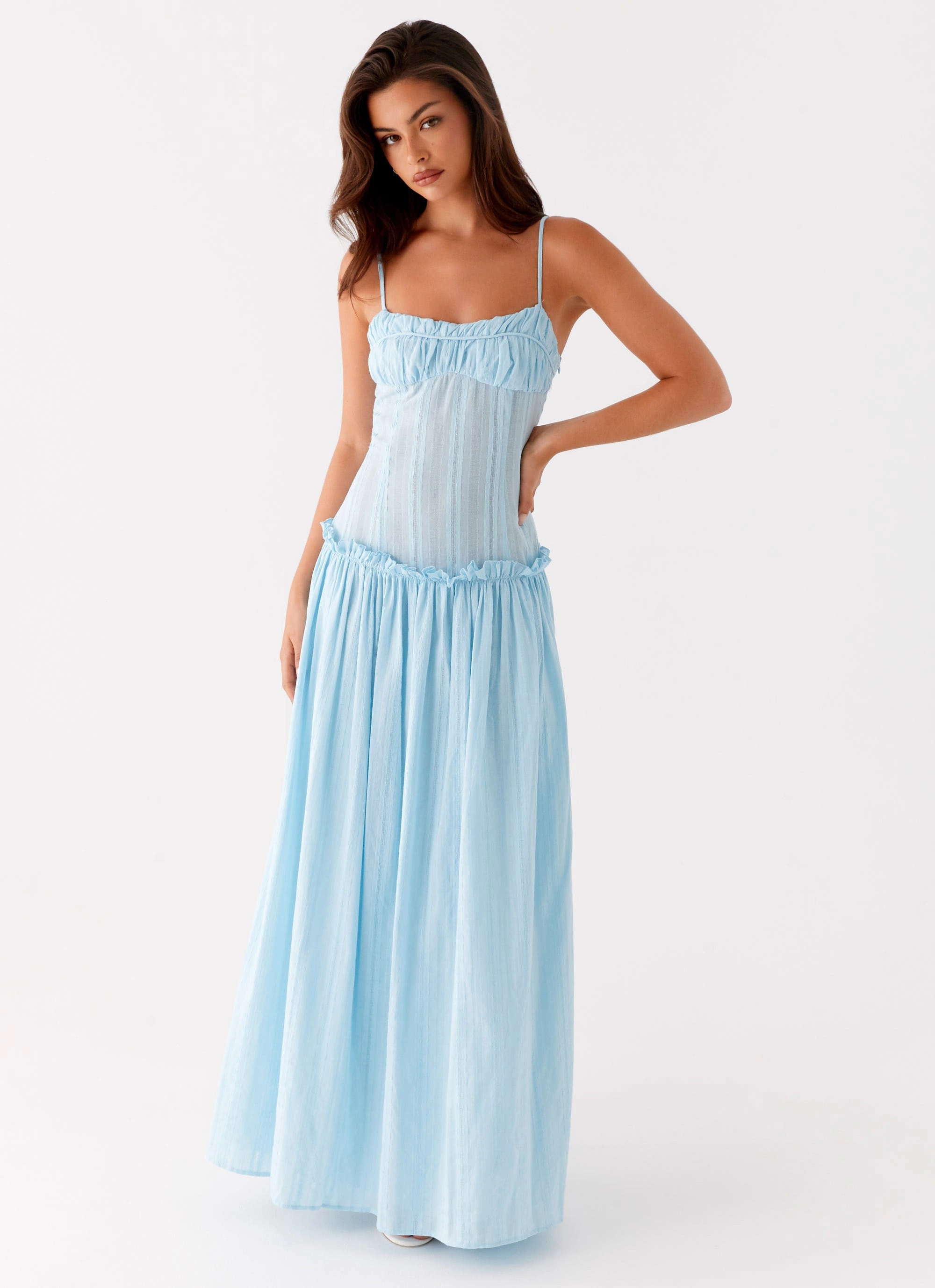 Jewel-Tone Chic Look Jacinda Drop Waist Maxi Dress - Blue