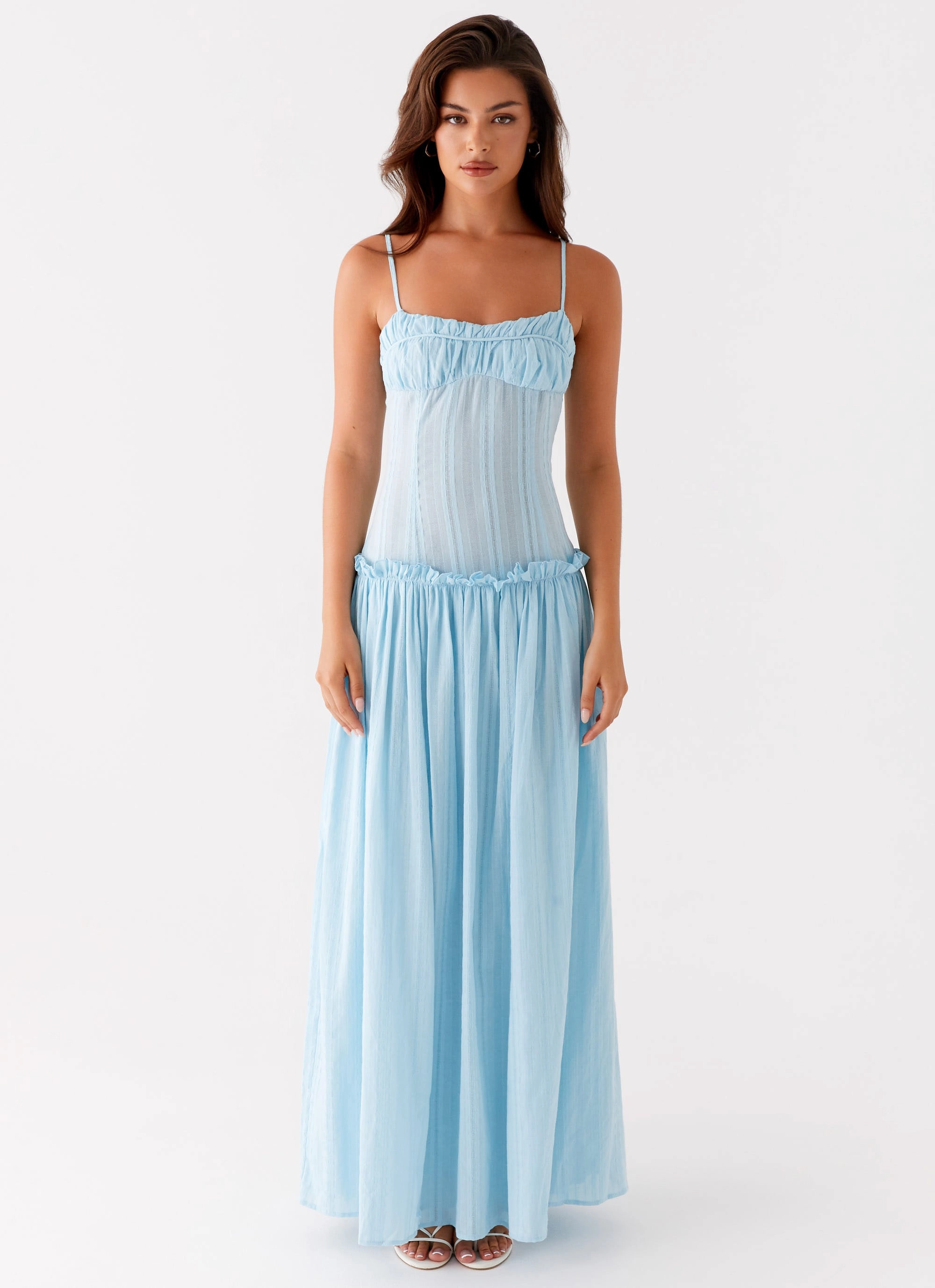 Classic Layers Velvet-Touch Jacinda Drop Waist Maxi Dress - Blue