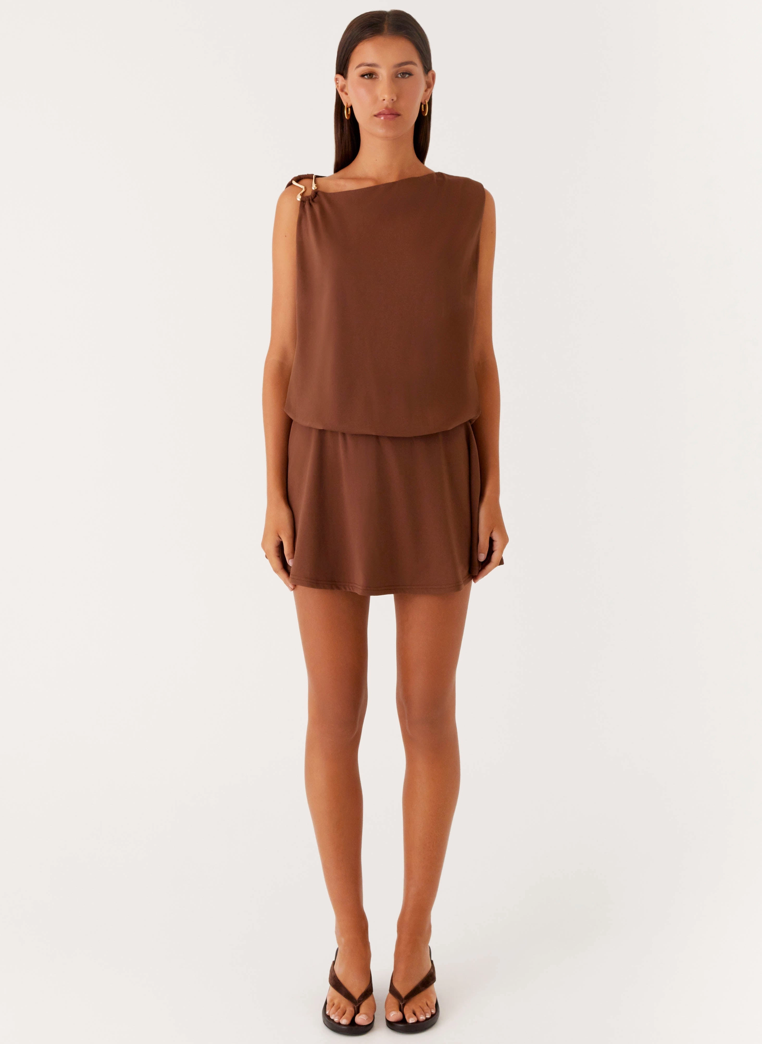 Bold Touches Urban Light Ala Mini Dress - Chocolate