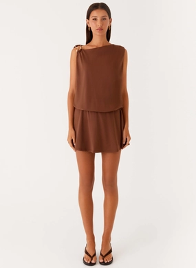 Bold Touches Urban Light Ala Mini Dress - Chocolate