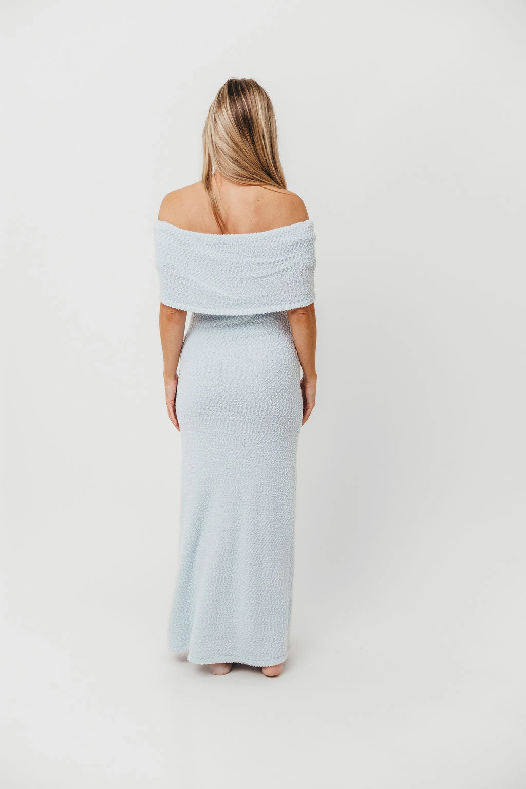 Bless Glow Brit Maxi Dress in Dusty Blue - Bump Friendly