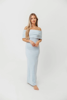 Brit Maxi Dress in Dusty Blue - Bump Friendly Perfect Fit