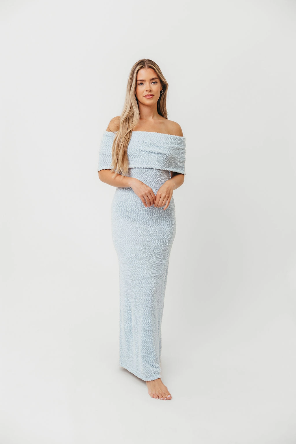 Brit Maxi Dress in Dusty Blue - Bump Friendly Perfect Fit
