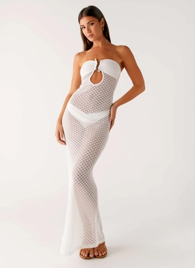 Shine Skin Refined Mood Showcase Crochet Maxi Dress - Ivory