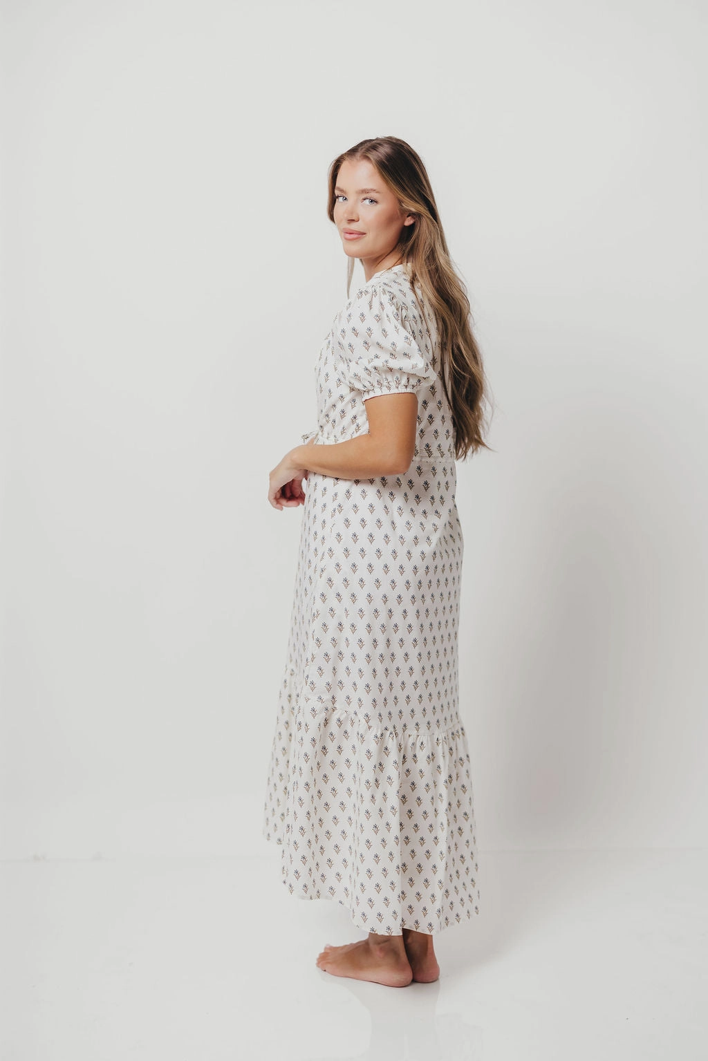 Bridget Midi Dress in White Sleek Fit Smart and Sleek