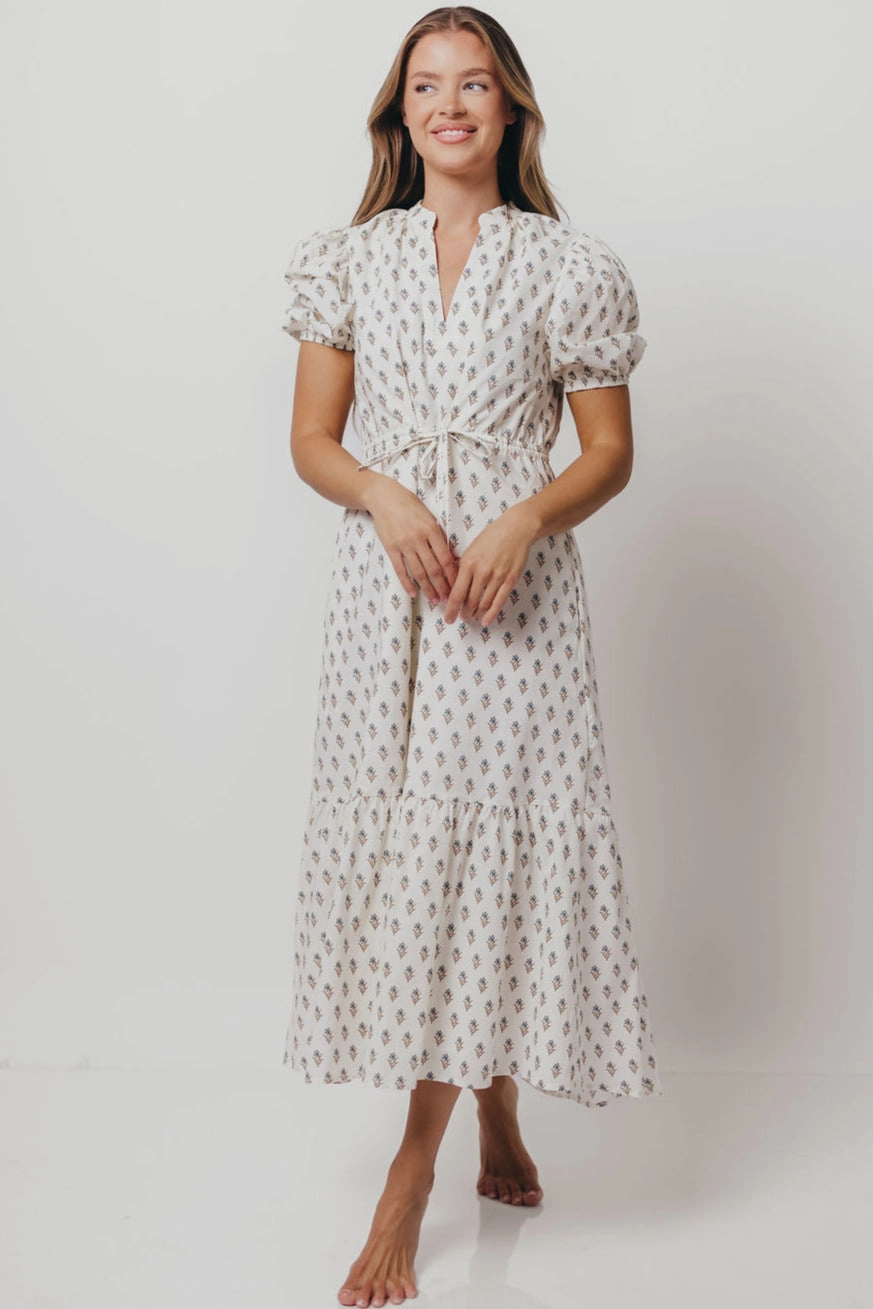 Bridget Midi Dress in White Light Touch