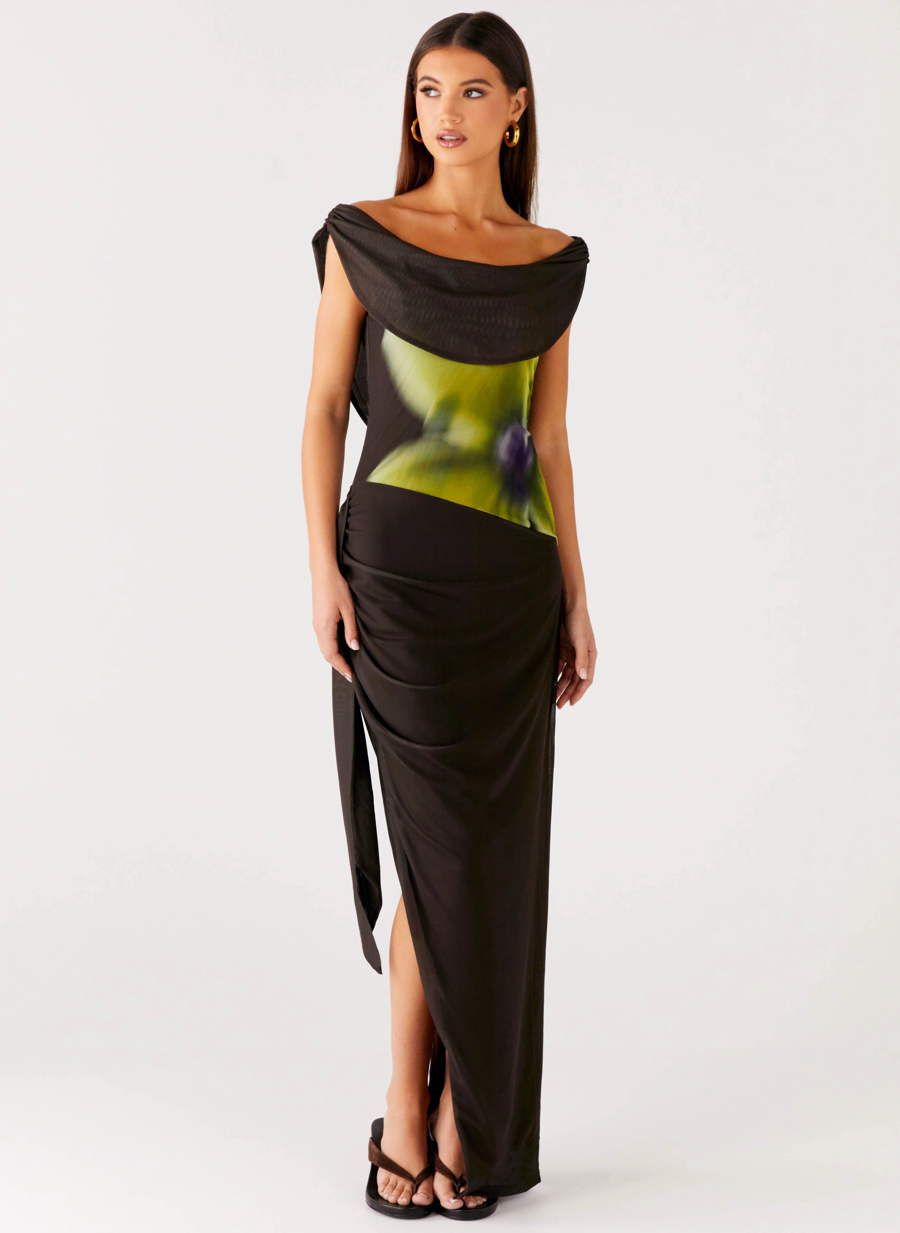 Good Fortune Maxi Dress - Lime Flower Elegant Piece Style Ease