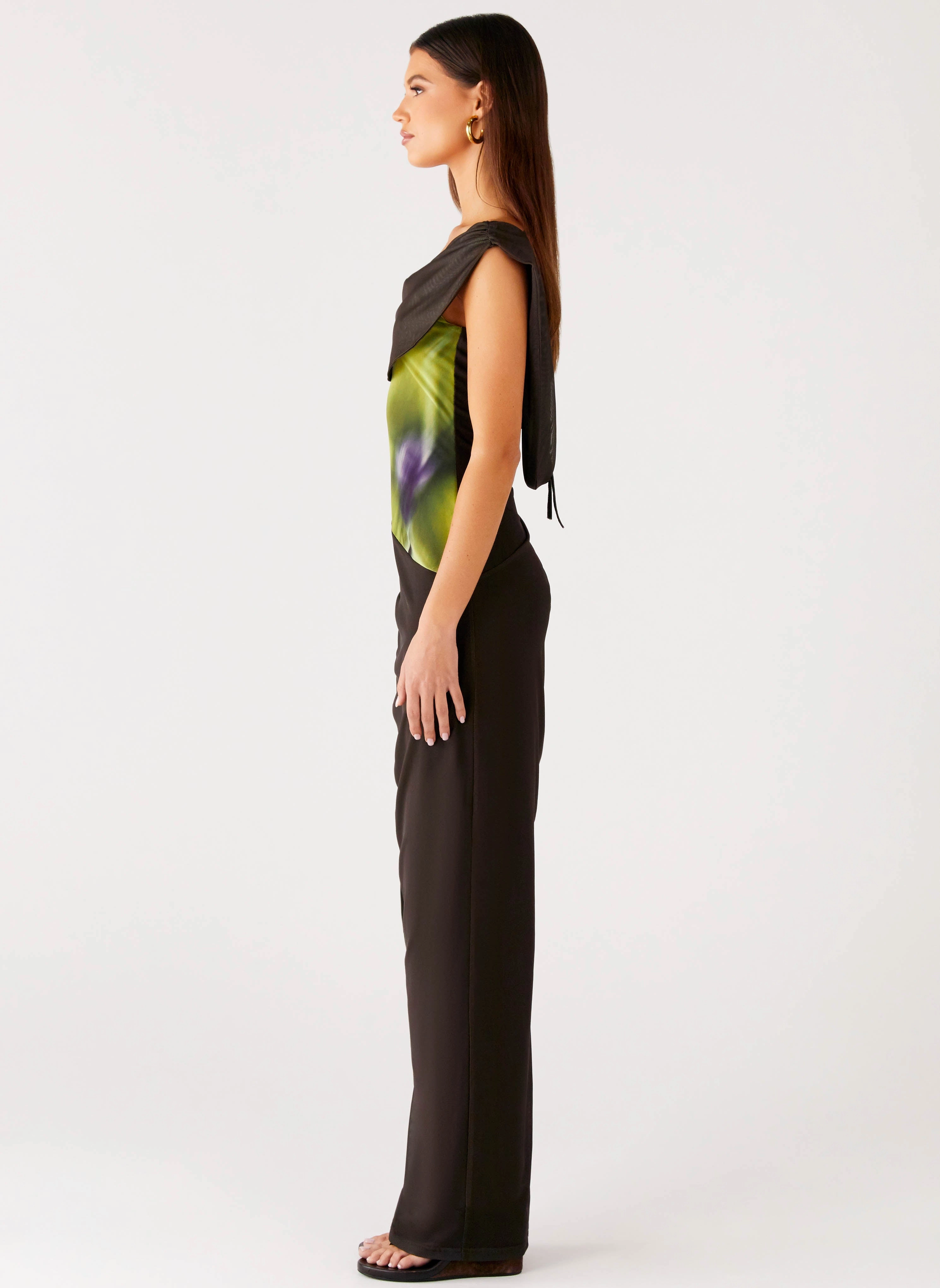 Vibrant Aesthetic Pleat Breeze Good Fortune Maxi Dress - Lime Flower