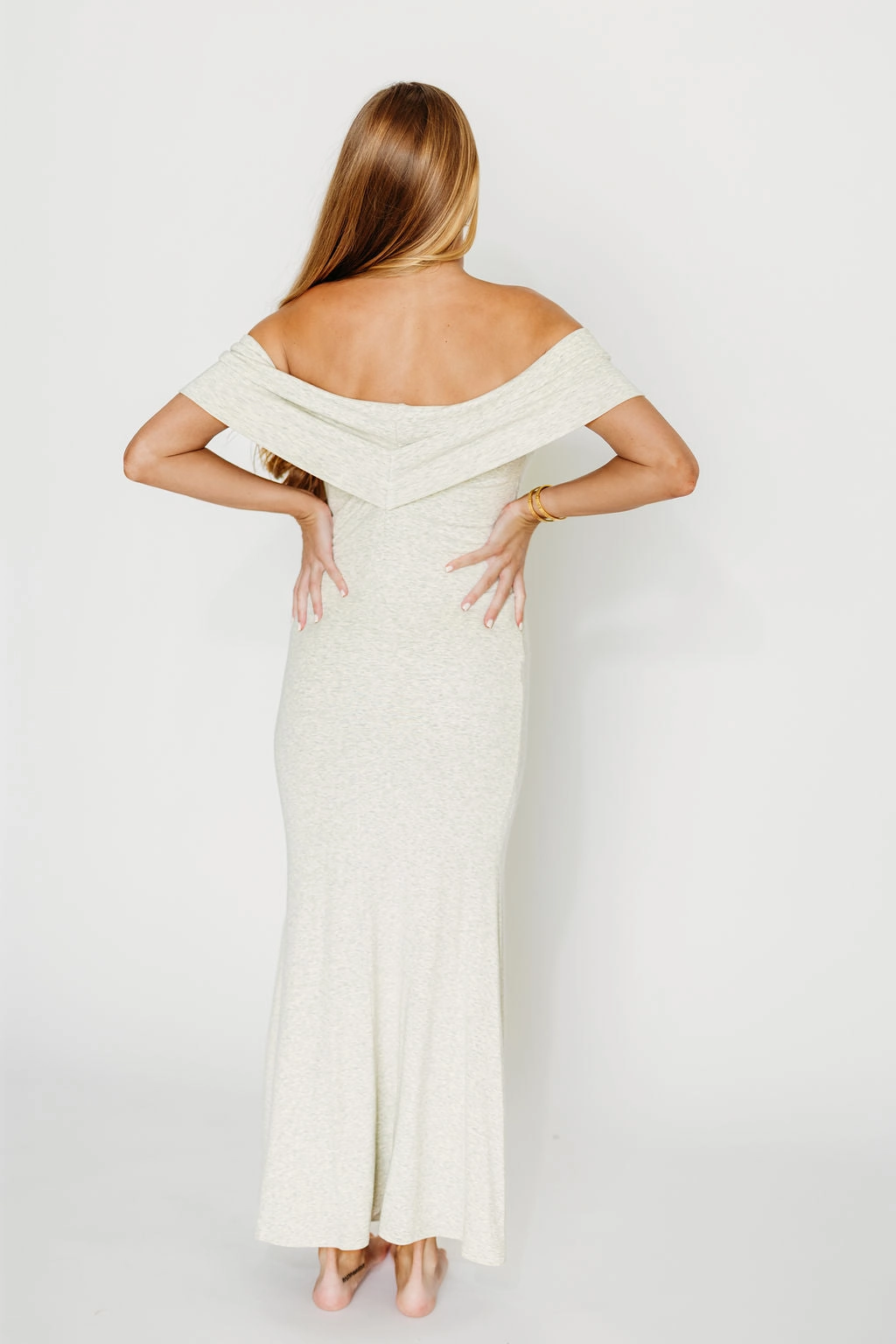 Monroe Maxi Dress in Heather Grey- Bump Friendly *Final-Sale* Standout Feature V-Neck