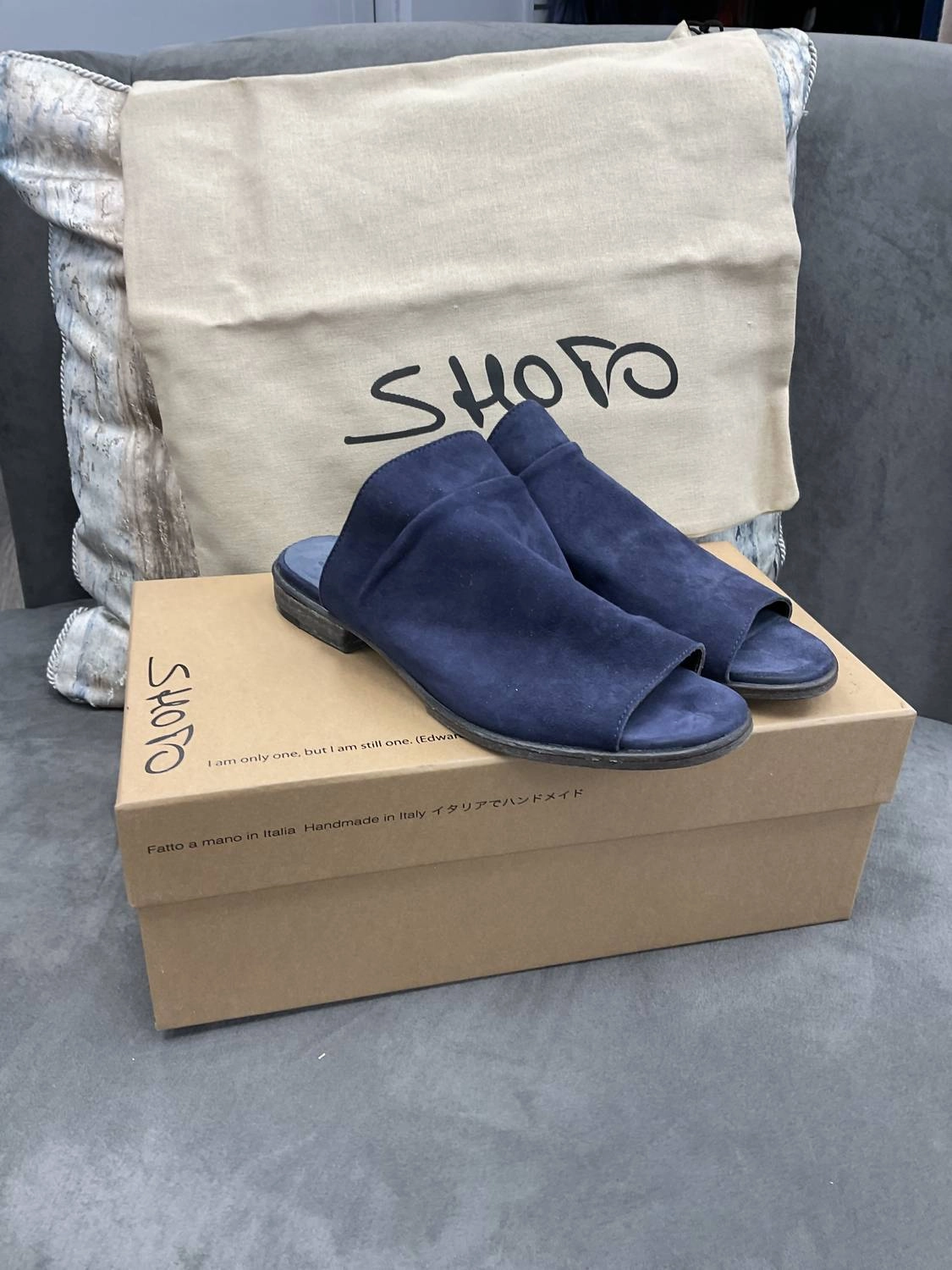 Effortless Slip-Ons Supportive straps Suede Navy Slides