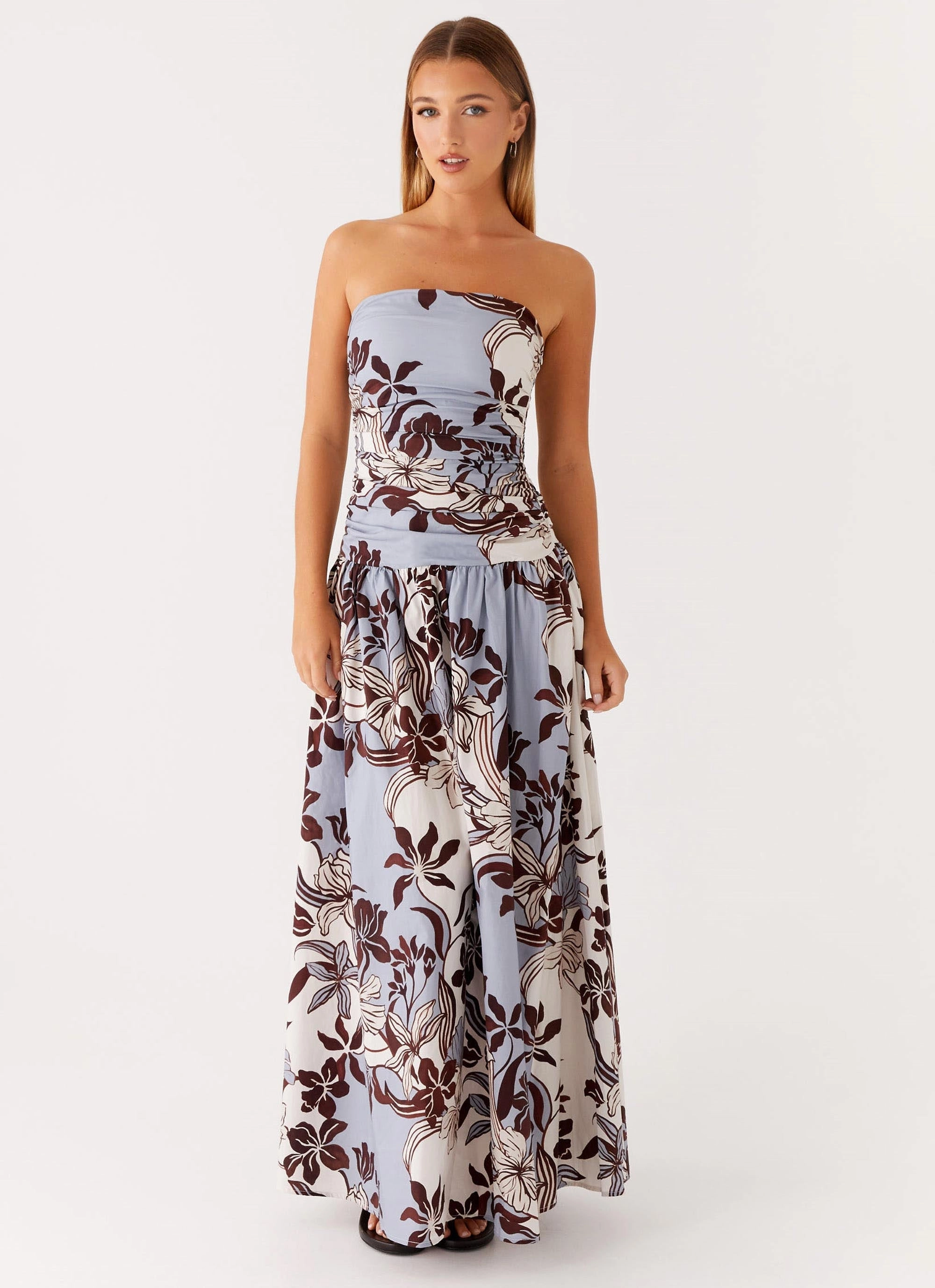 Modest Look Carmel Maxi Dress - Bluewood Blossom