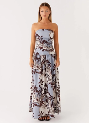 Carmel Maxi Dress - Bluewood Blossom Party Floral