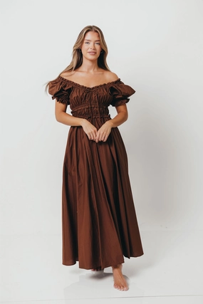 Effortless Piece Sydnee Cotton Maxi Dress in Chocolate Brown - Bump Friendly - Restocking in Nov