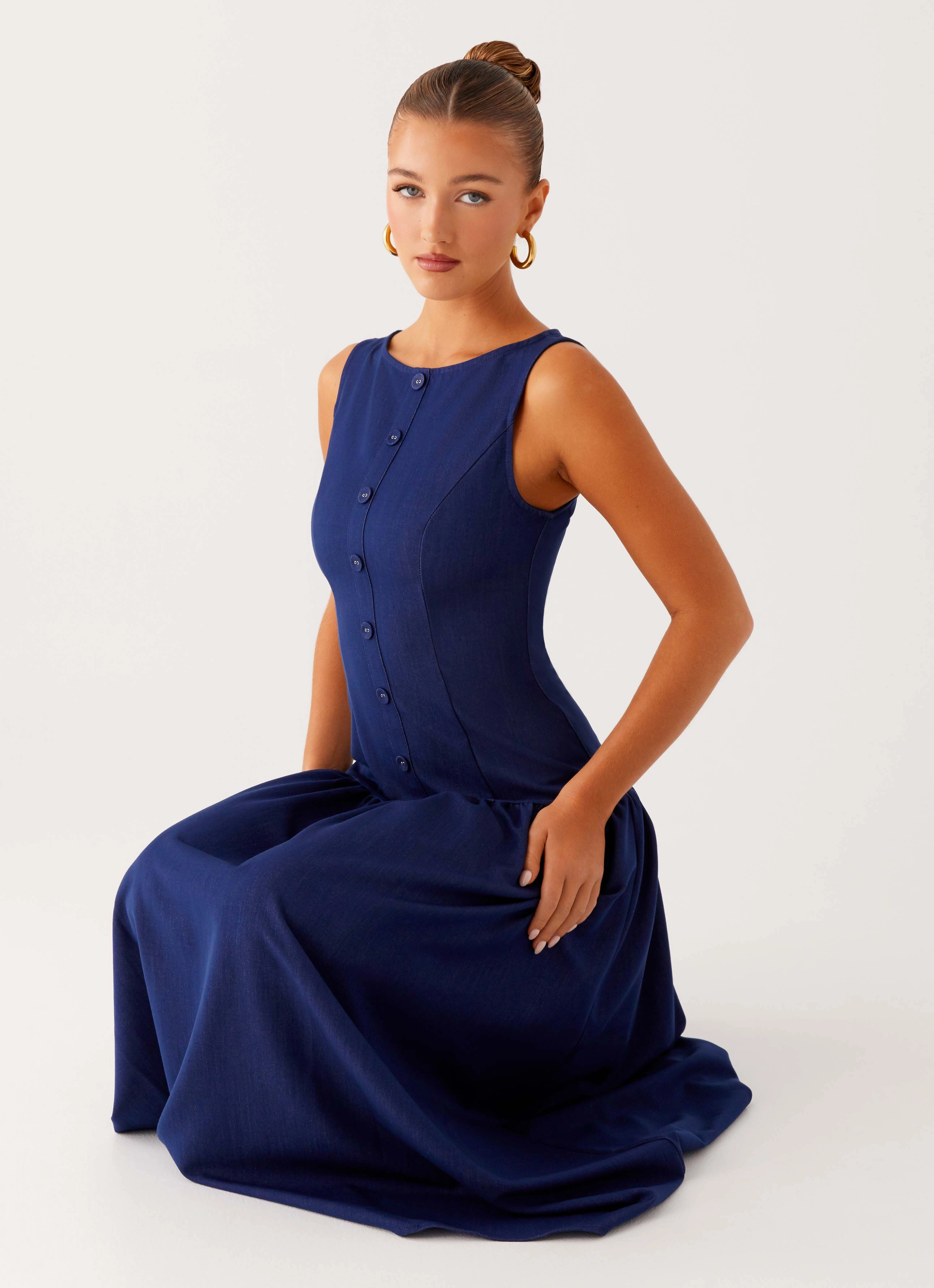 Hayes Denim Midi Dress - Indigo Fitted Base