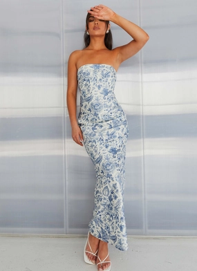 Summer Lover Maxi Dress - Blue Paisley Snag-Resistant
