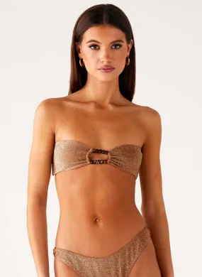 Smooth Finish Casual Swim Sun Spell Bikini Top - Gold
