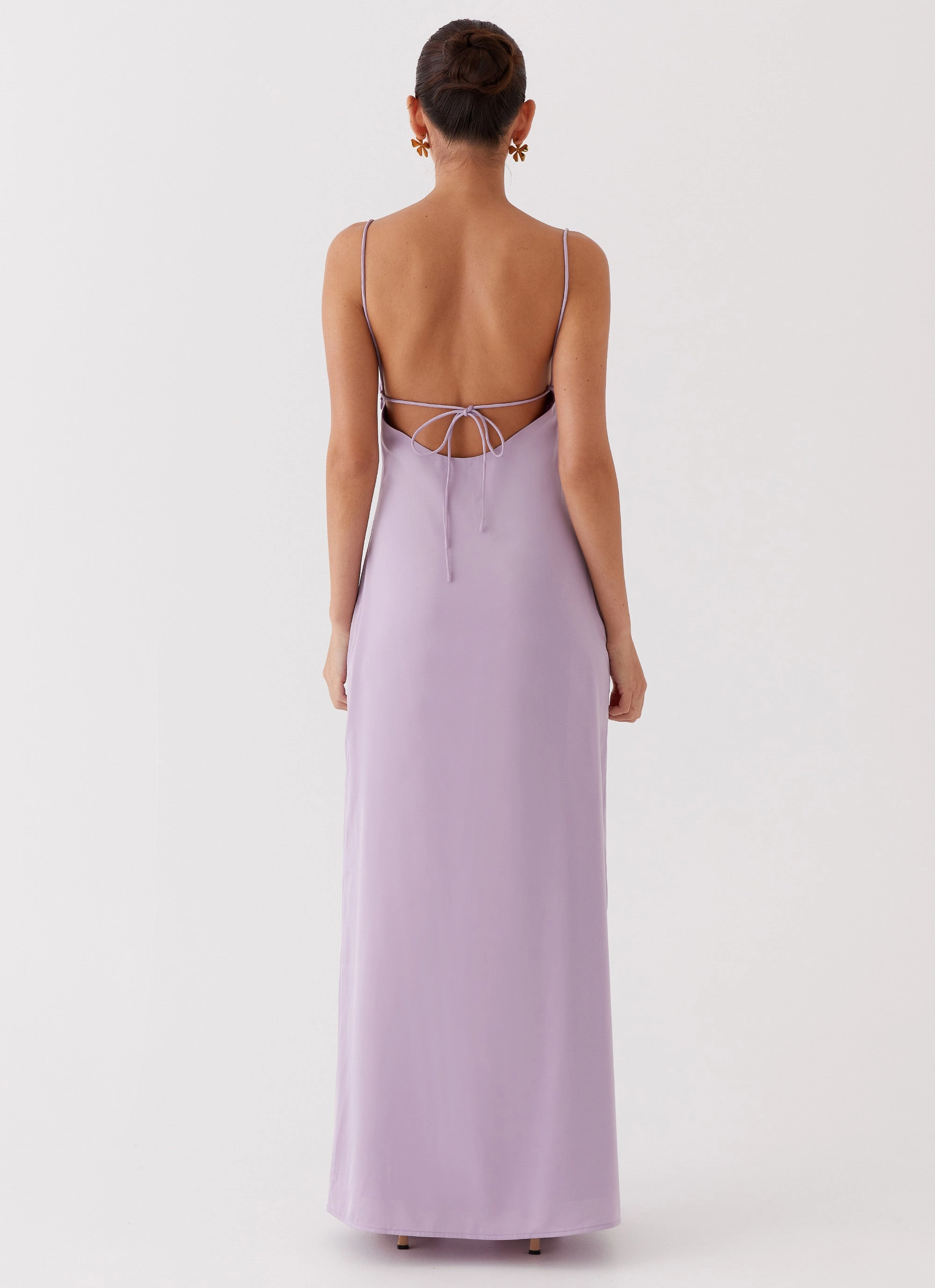 Whimsical Mood Subtle Touch Dream Sight Lace Satin Maxi Dress - Lilac