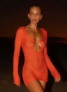 Light Fabrication Sunriser Crochet Mini Dress - Red