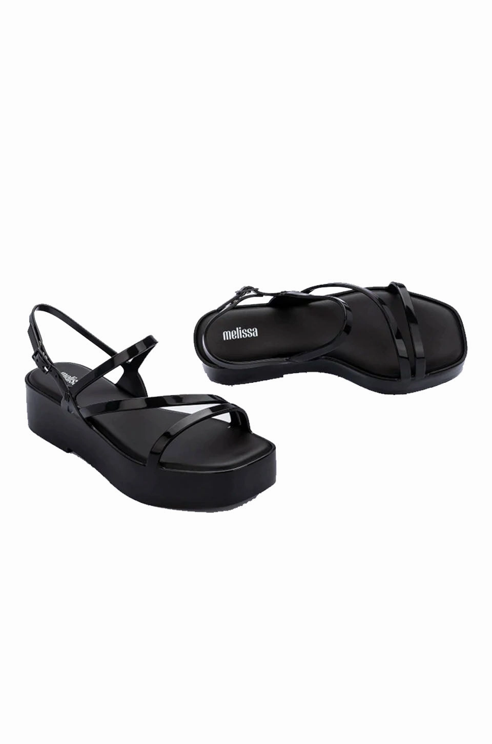 Melissa Essential Classy Platform Sandals In Black Leather Sole Smooth ride