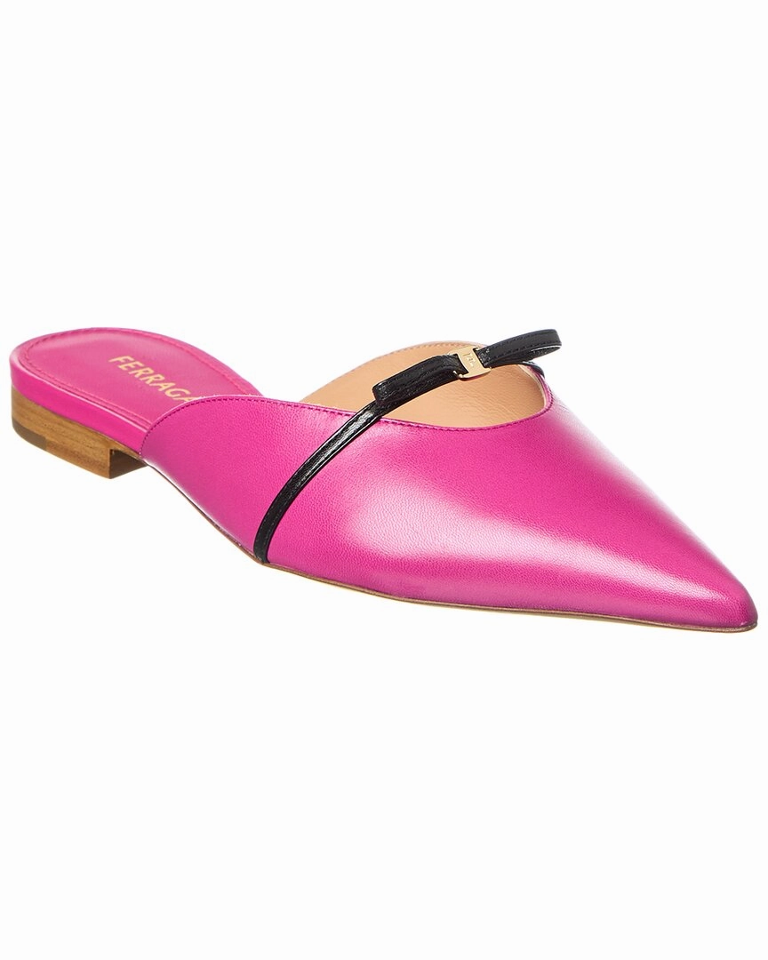 Ventilated Upper Design Shockproof Ferragamo Bow Mini Leather Mule