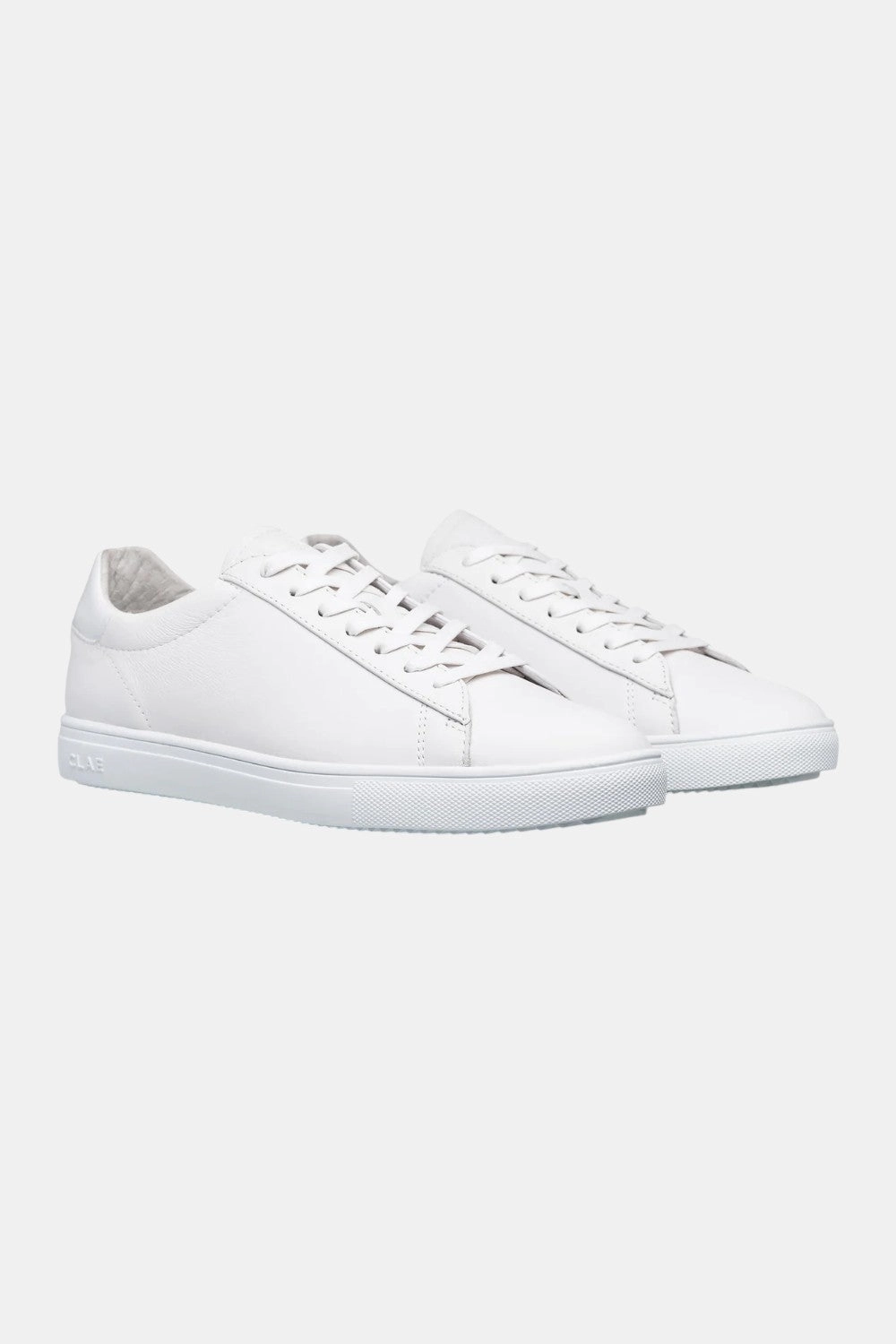 Clae Bradley Essentials in Triple White Leather Cushioning Tech