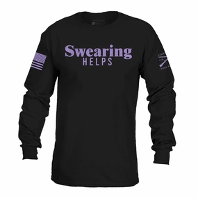 High Density Cotton Unique Design Swearing Helps Long Sleeve - Black