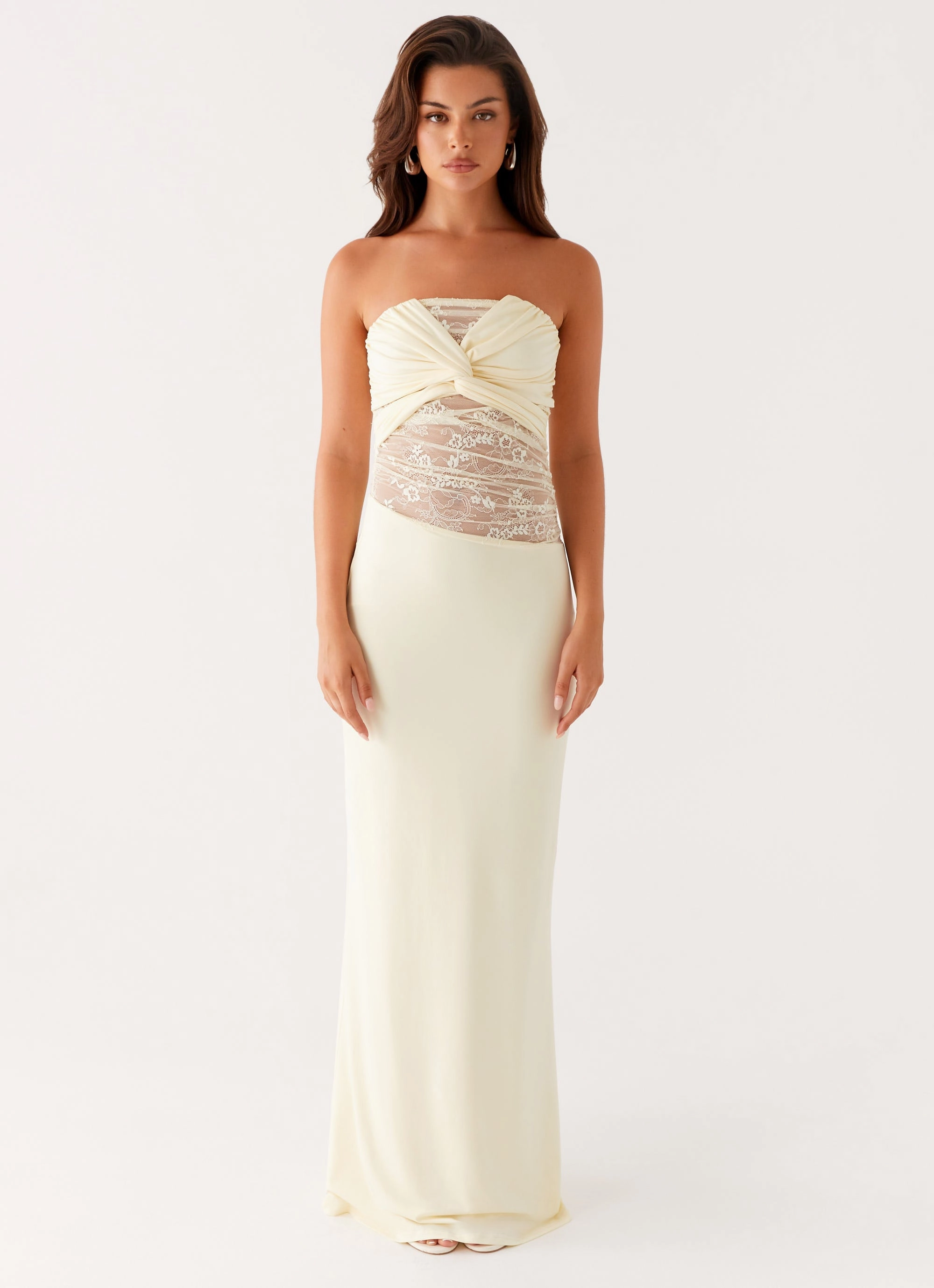 Sweet Energy Strapless Maxi Dress - Yellow Subtle Look