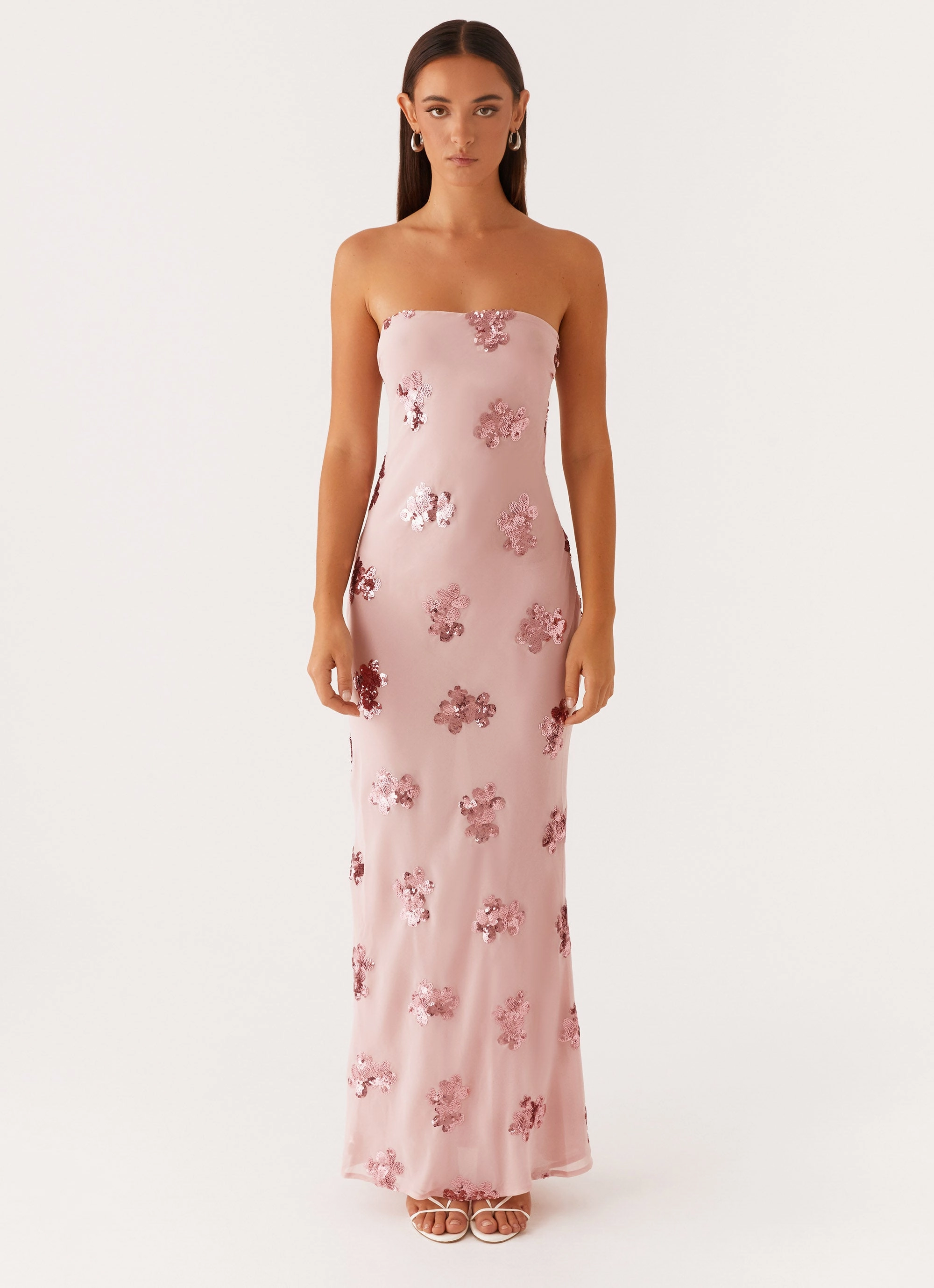 Sweet Escape Sequin Maxi Dress - Baby Pink Stud-Detail Trend Smart