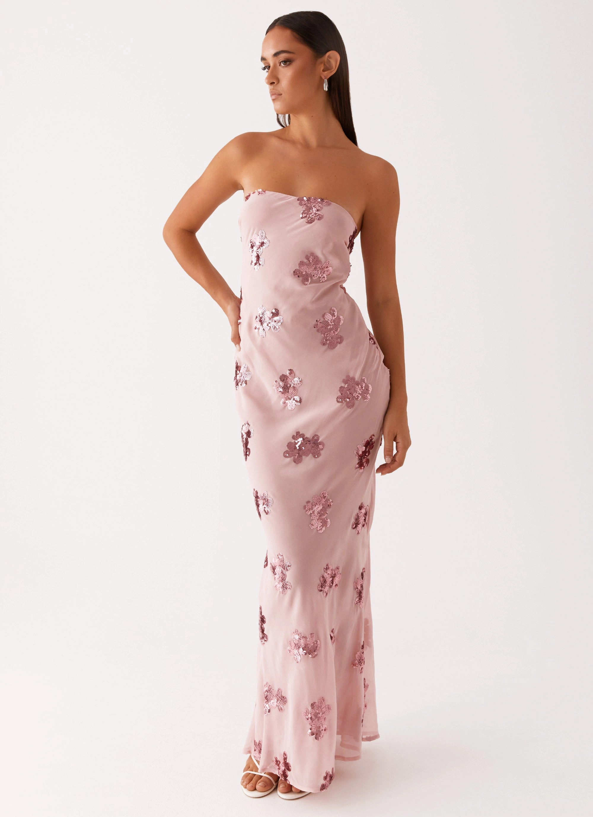Glamorous look Year Rounder Sweet Escape Sequin Maxi Dress - Baby Pink