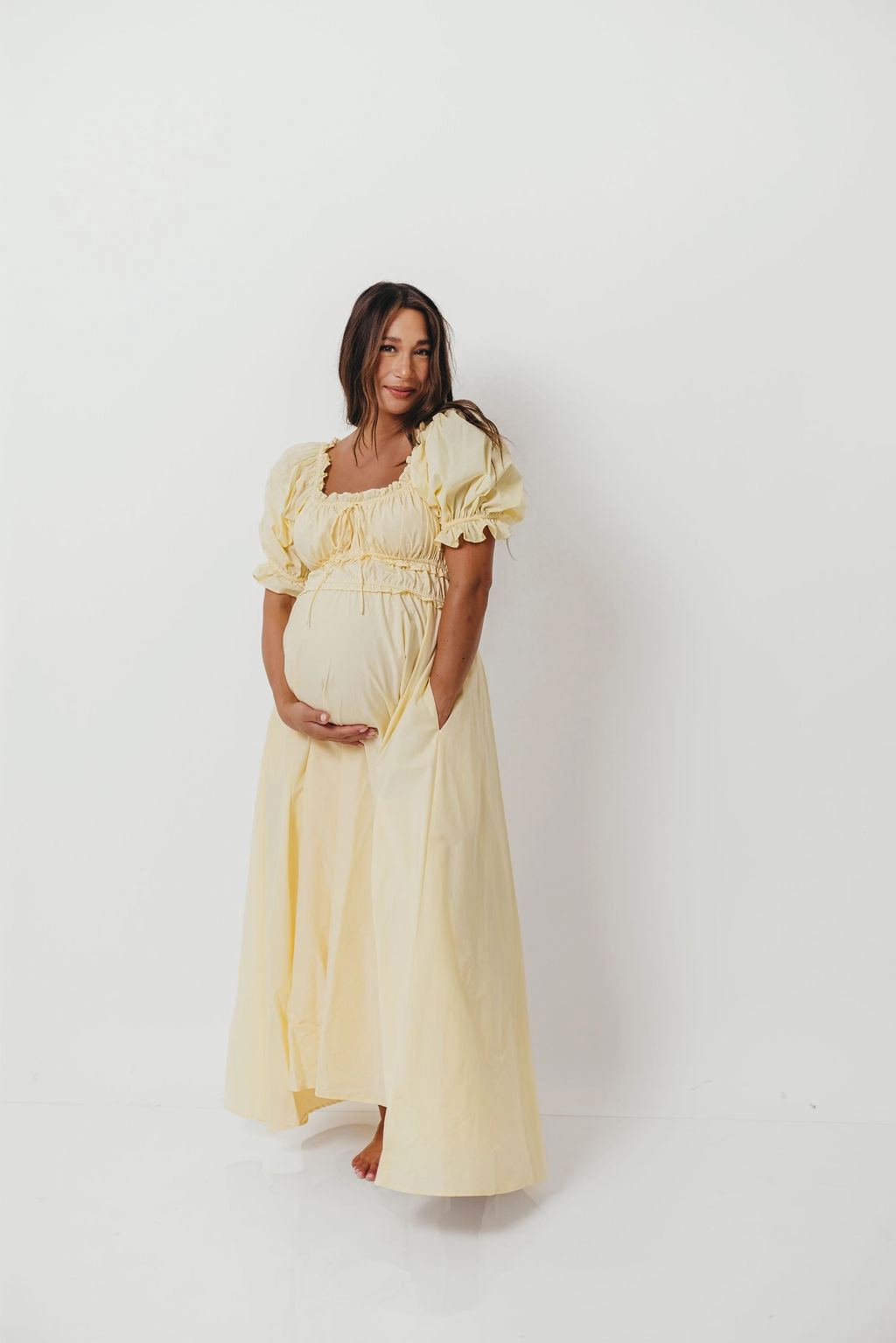 Soft Shape Match Quick Sydnee Cotton Maxi Dress in Butter Yellow - Bump Friendly