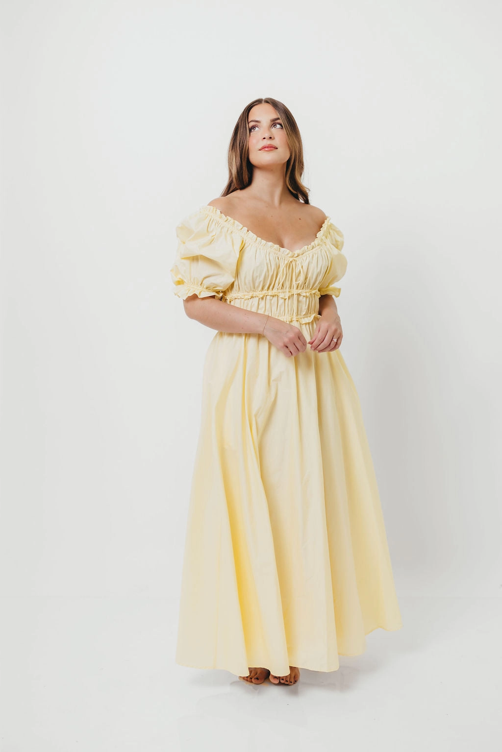 Anytime Fit Breathable Wearable Sydnee Cotton Maxi Dress in Butter Yellow - Bump Friendly