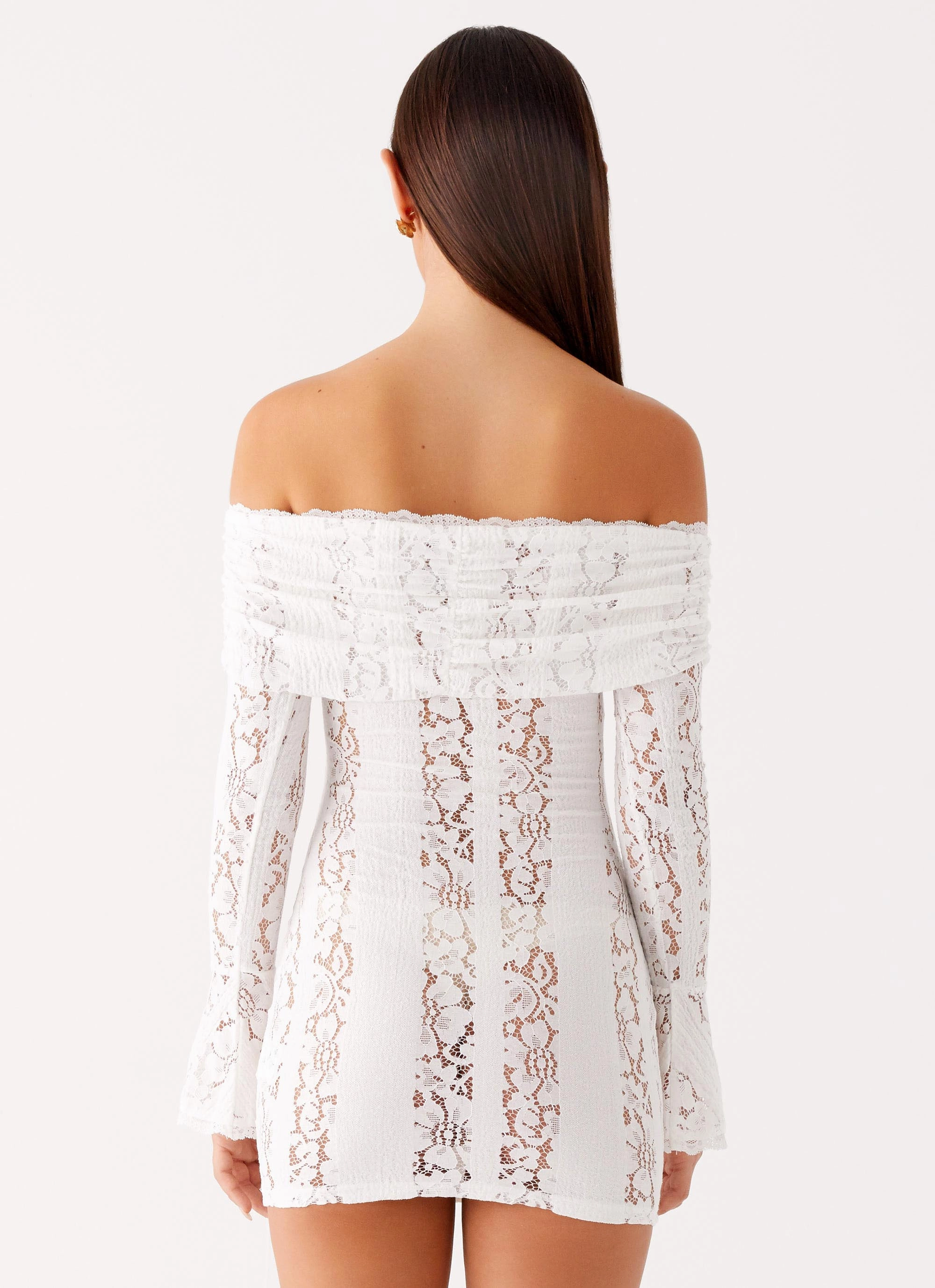 Ankle-length Syvanna Lace Mini Dress - White