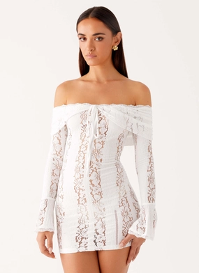 Syvanna Lace Mini Dress - White Fashionable Layer